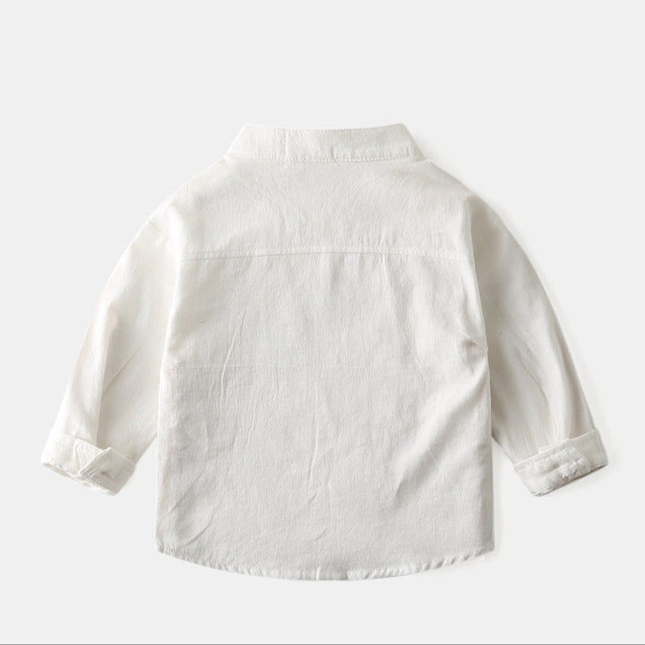 [383201] - Baju Atasan Kemeja Lengan Panjang Anak Laki-Laki - Motif Plain Pocket