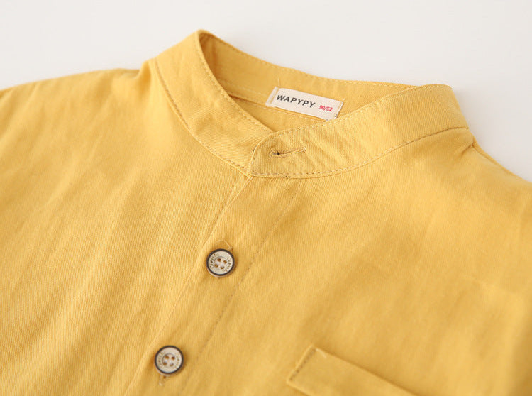 [383201] - Baju Atasan Kemeja Lengan Panjang Anak Laki-Laki - Motif Plain Pocket