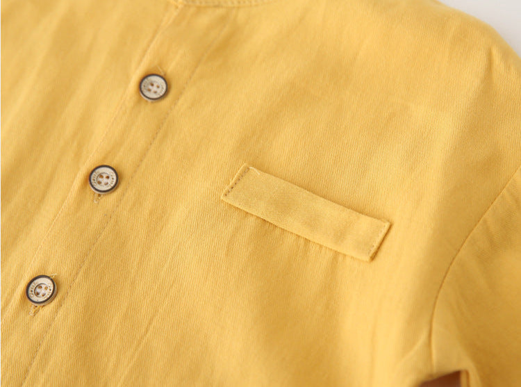 [383201] - Baju Atasan Kemeja Lengan Panjang Anak Laki-Laki - Motif Plain Pocket