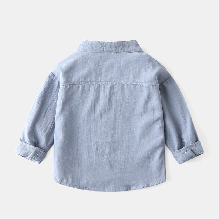 [383201] - Baju Atasan Kemeja Lengan Panjang Anak Laki-Laki - Motif Plain Pocket
