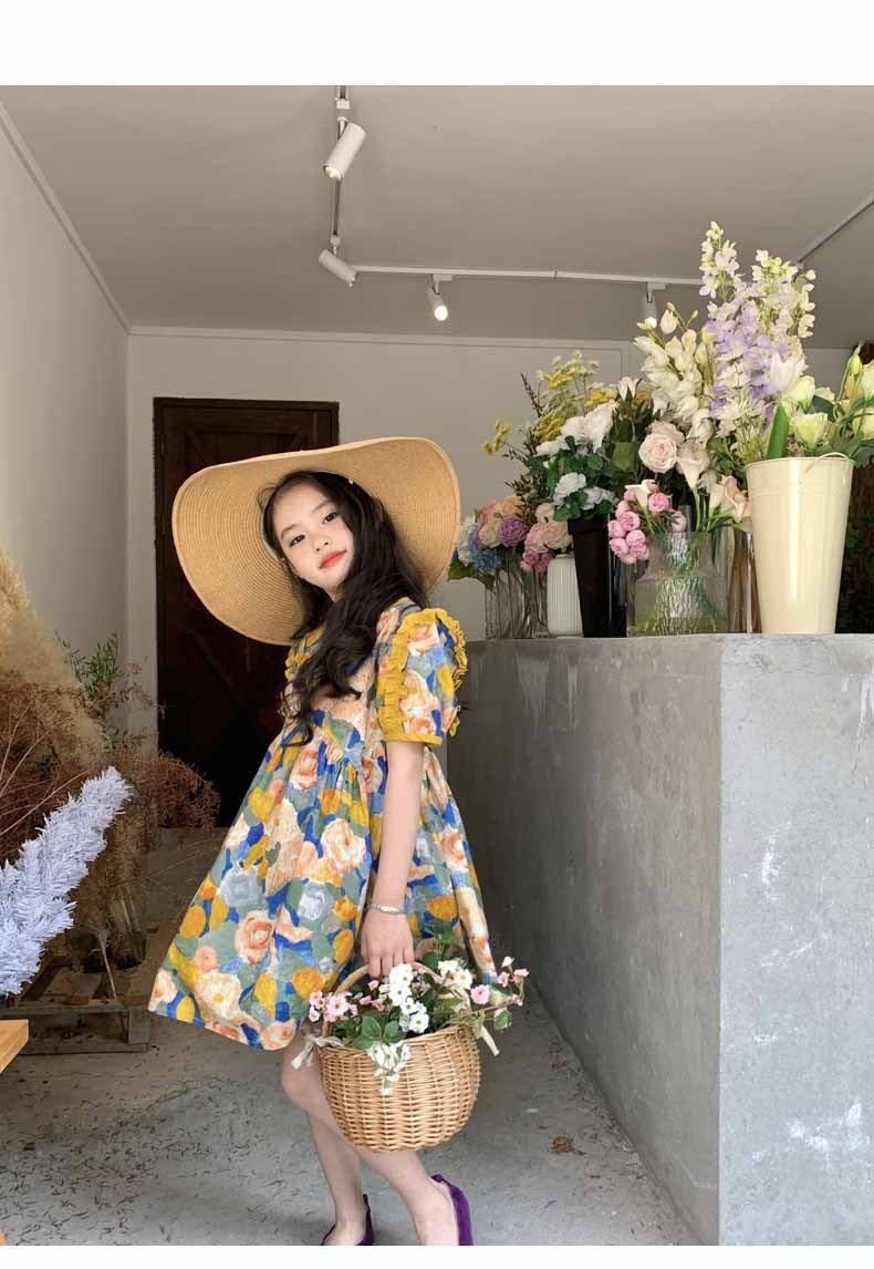 [507947] - Baju Dress Lengan Pendek Anak Perempuan Fashion - Motif Lace Flower
