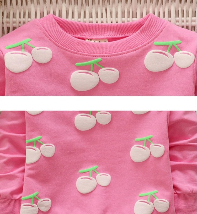 [102186] - Baju Atasan Sweater Lengan Panjang Anak Perempuan Velvet Cherry 1 - 4 Thn [B1085]