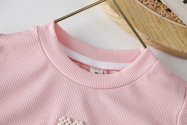 [721112] - Baju Atasan Blouse Lengan Pendek Anak Perempuan - Motif Marble Love