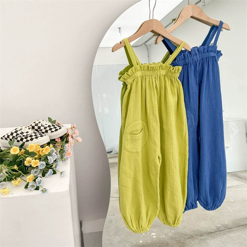 [507S104] - Setelan Baju Jumpsuit Kutung Bawahan Panjang Anak Perempuan - Motif Wavy Casual