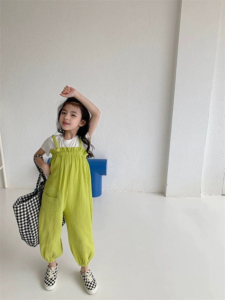 [507S104] - Setelan Baju Jumpsuit Kutung Bawahan Panjang Anak Perempuan - Motif Wavy Casual