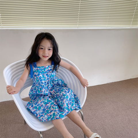 [507S1119] - Baju Dress Kutung Fashion Anak Perempuan - Motif Flower Leaf