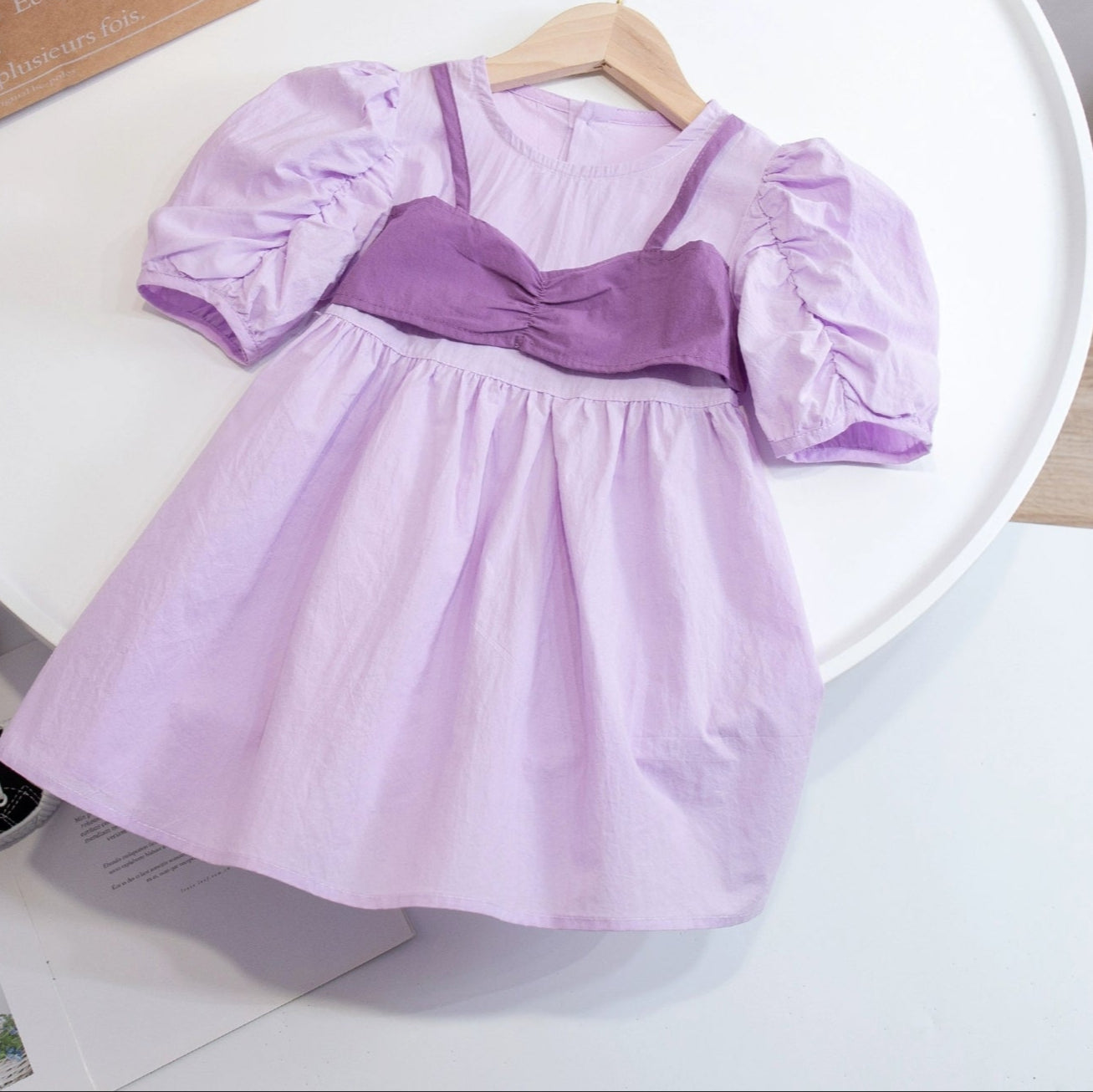 [507S1124] - Baju Dress Lengan Pendek Anak Perempuan Fashion Kekinian - Motif Strap Ribbon
