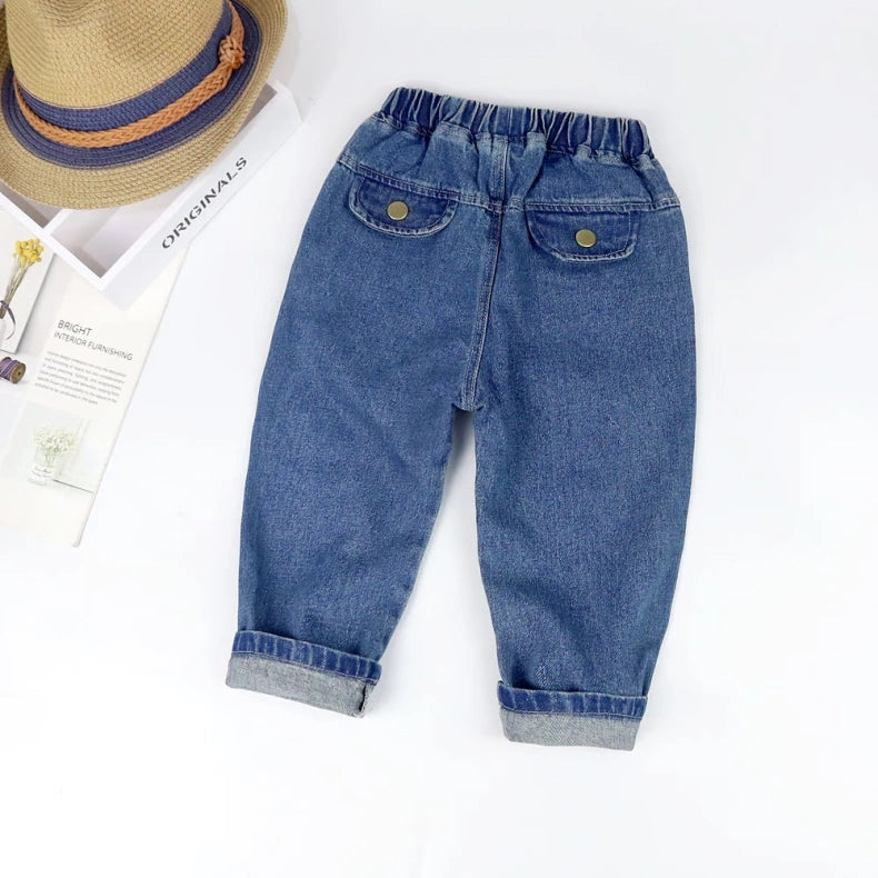 [507S1154] - Bawahan Celana Panjang Jeans Anak Perempuan - Motif Plain Denim