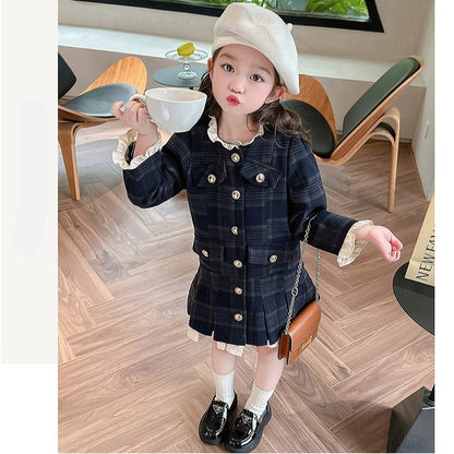 [5071065] - Baju Dress Lengan Panjang Fashion Anak Perempuan - Motif Formal Plaid