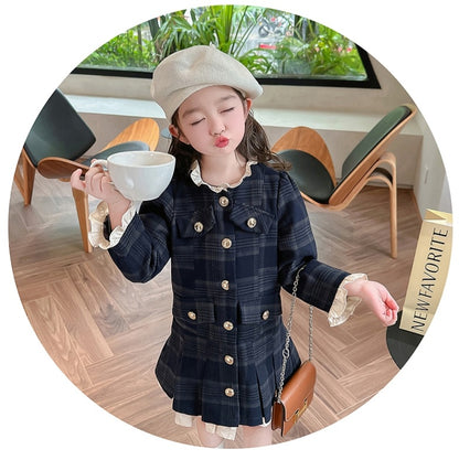 [5071065] - Baju Dress Lengan Panjang Fashion Anak Perempuan - Motif Formal Plaid