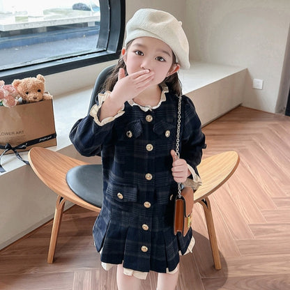 [5071065] - Baju Dress Lengan Panjang Fashion Anak Perempuan - Motif Formal Plaid