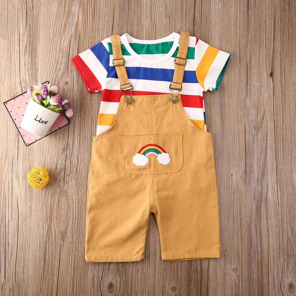 [368171] - Baju Setelan Keren Overall Anak - Motif Rainbow of Colors