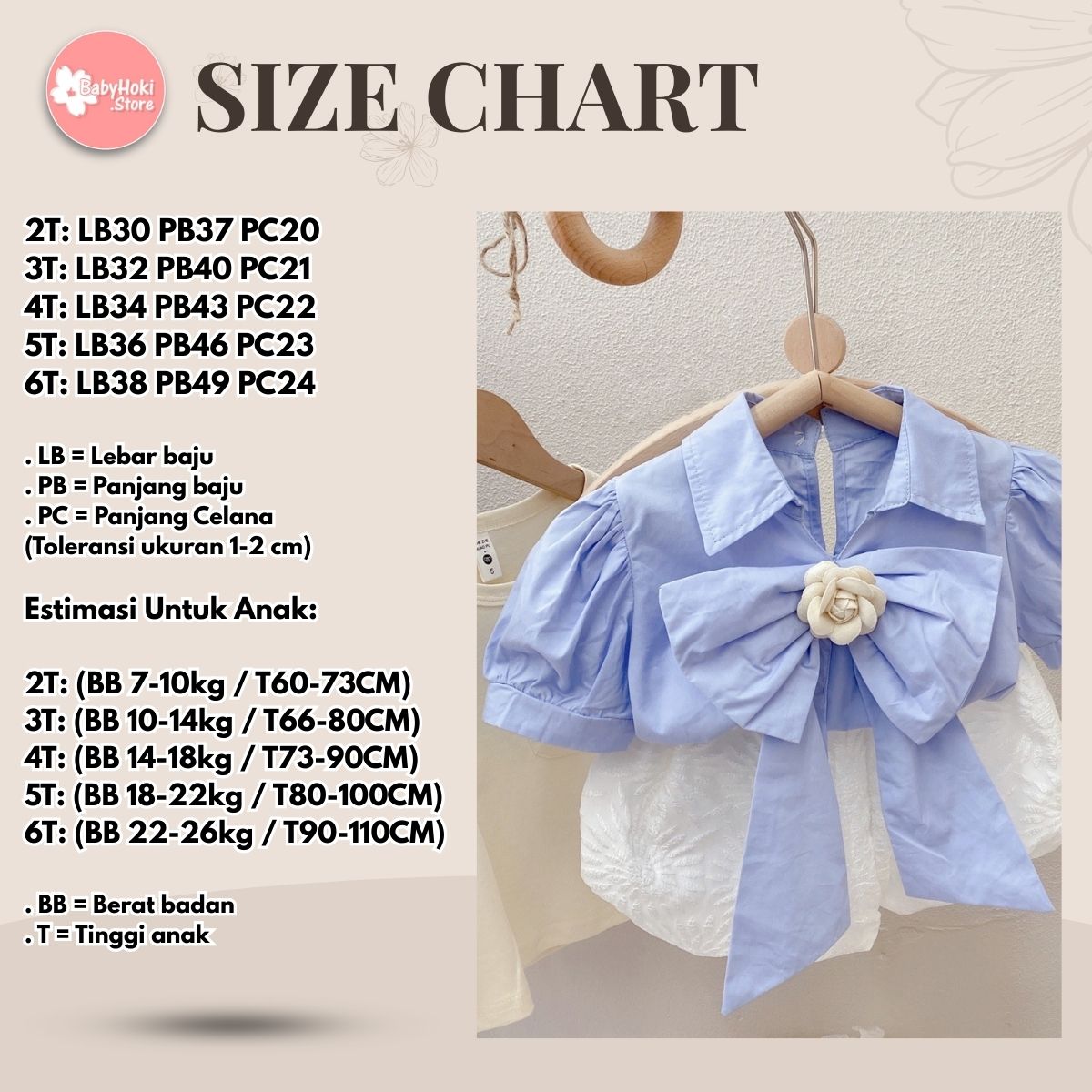 [363539] - Oneset Anak Cewek Setelan Blouse Pita Celana Pendek Balon Anak Perempuan - Motif Flower Tape