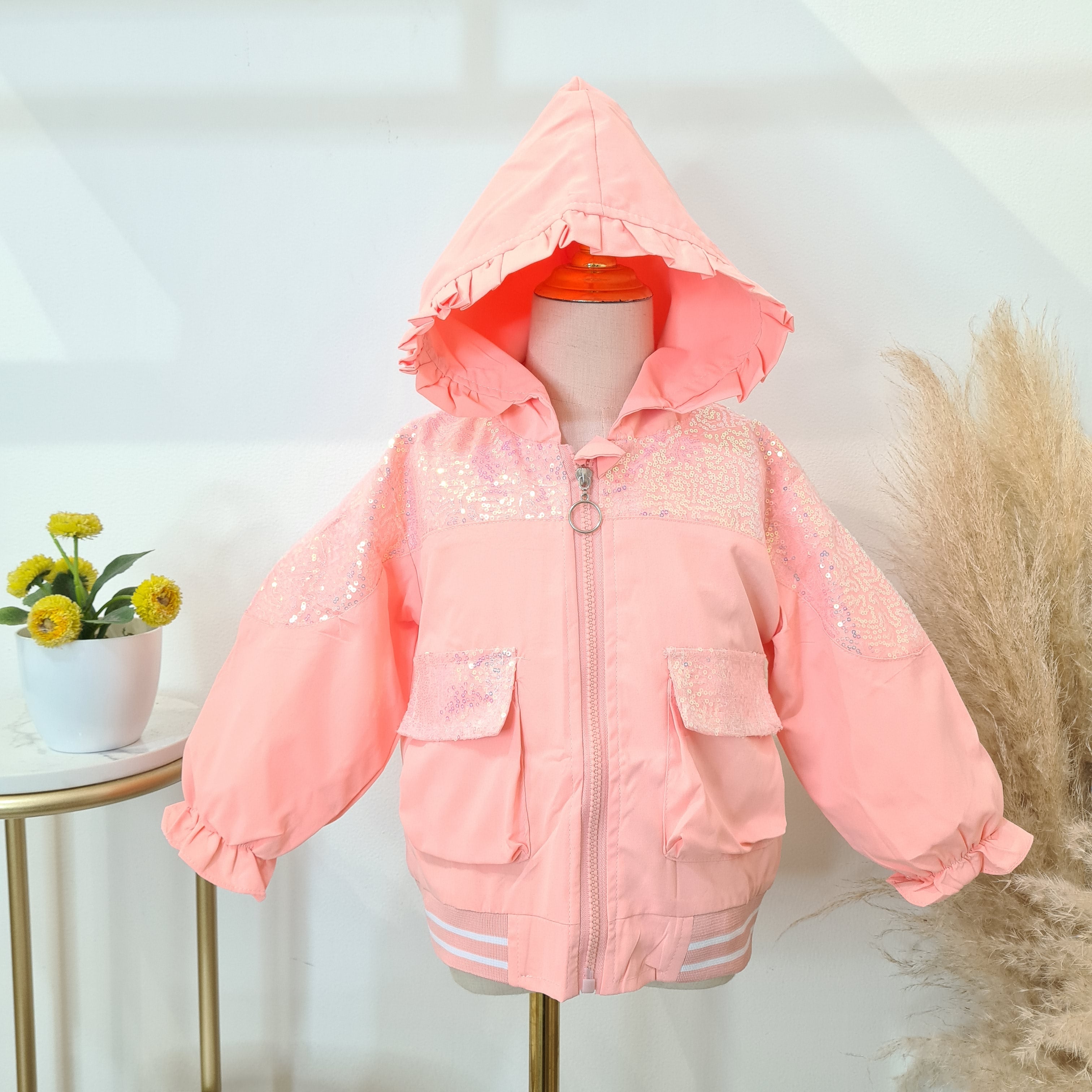 [340330-V1] - Atasan 3D Jaket Hoodie Anak Perempuan - Motif Rear Wing