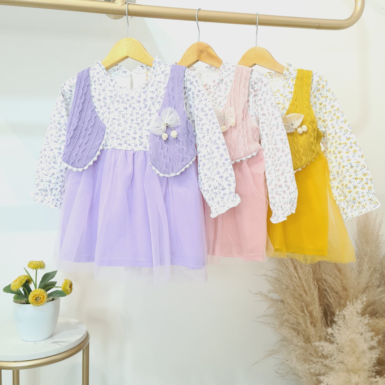 [340332-V1] - Dress Tutu Lengan Panjang Anak Perempuan - Motif Little Flower