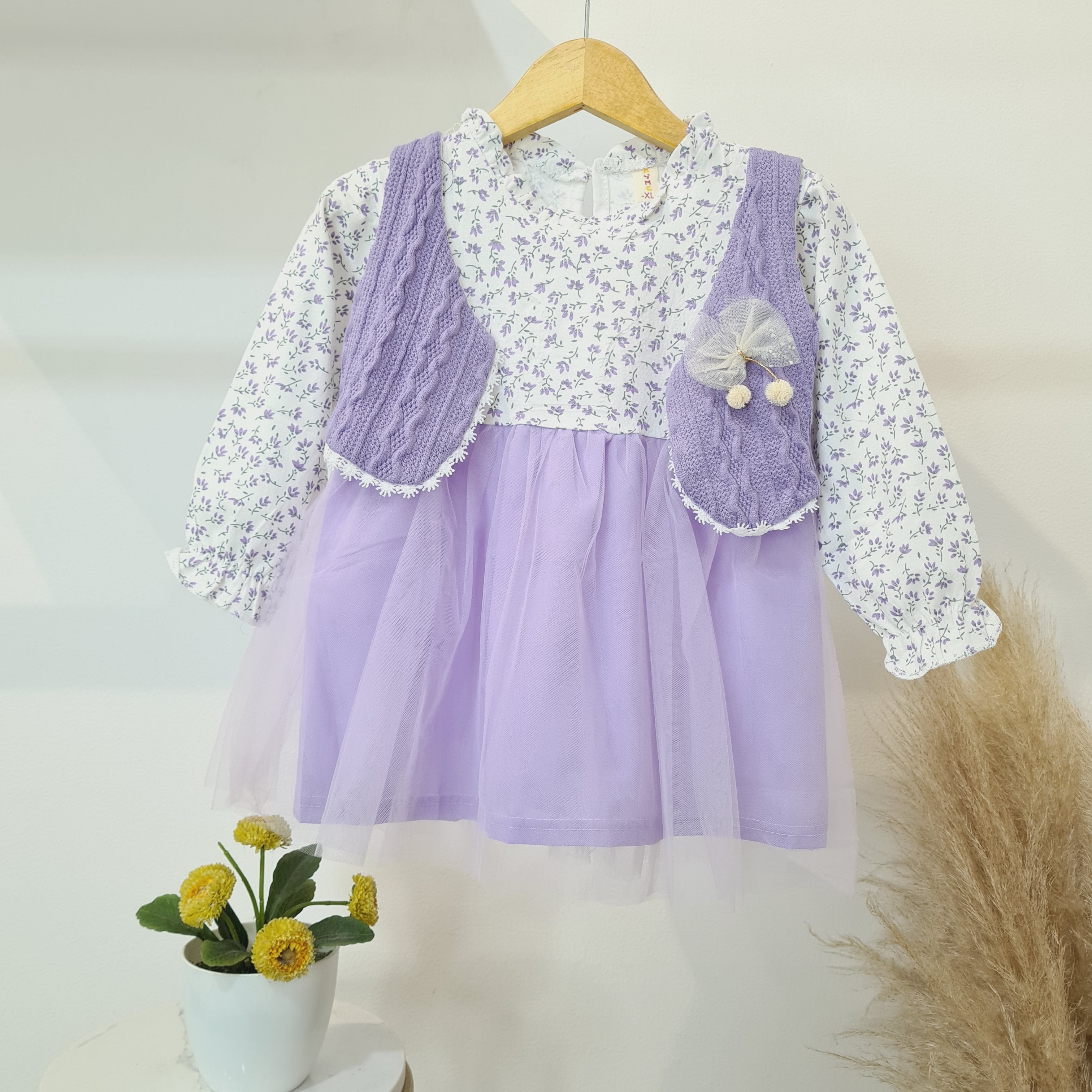 [340332-V1] - Dress Tutu Lengan Panjang Anak Perempuan - Motif Little Flower