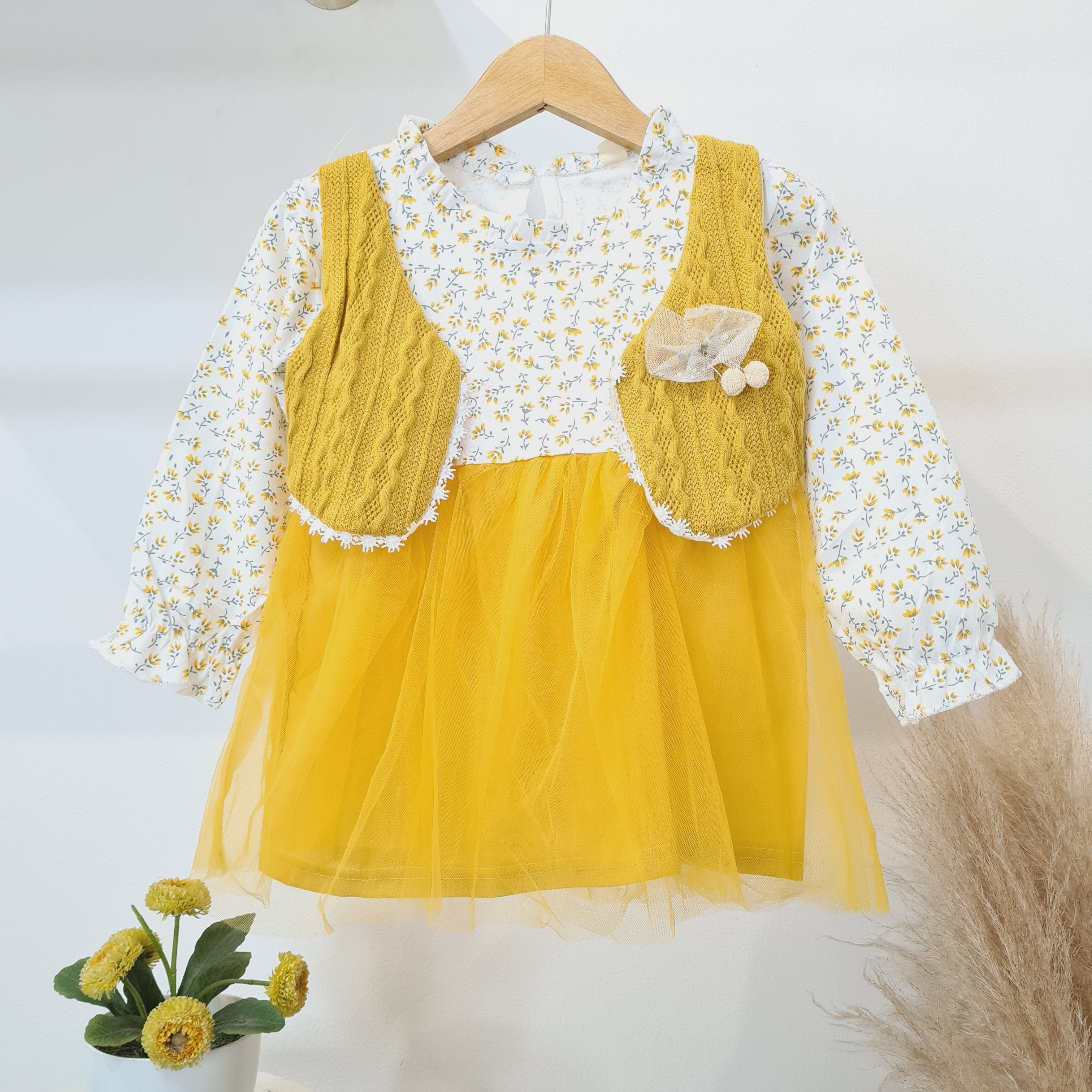 [340332-V1] - Dress Tutu Lengan Panjang Anak Perempuan - Motif Little Flower