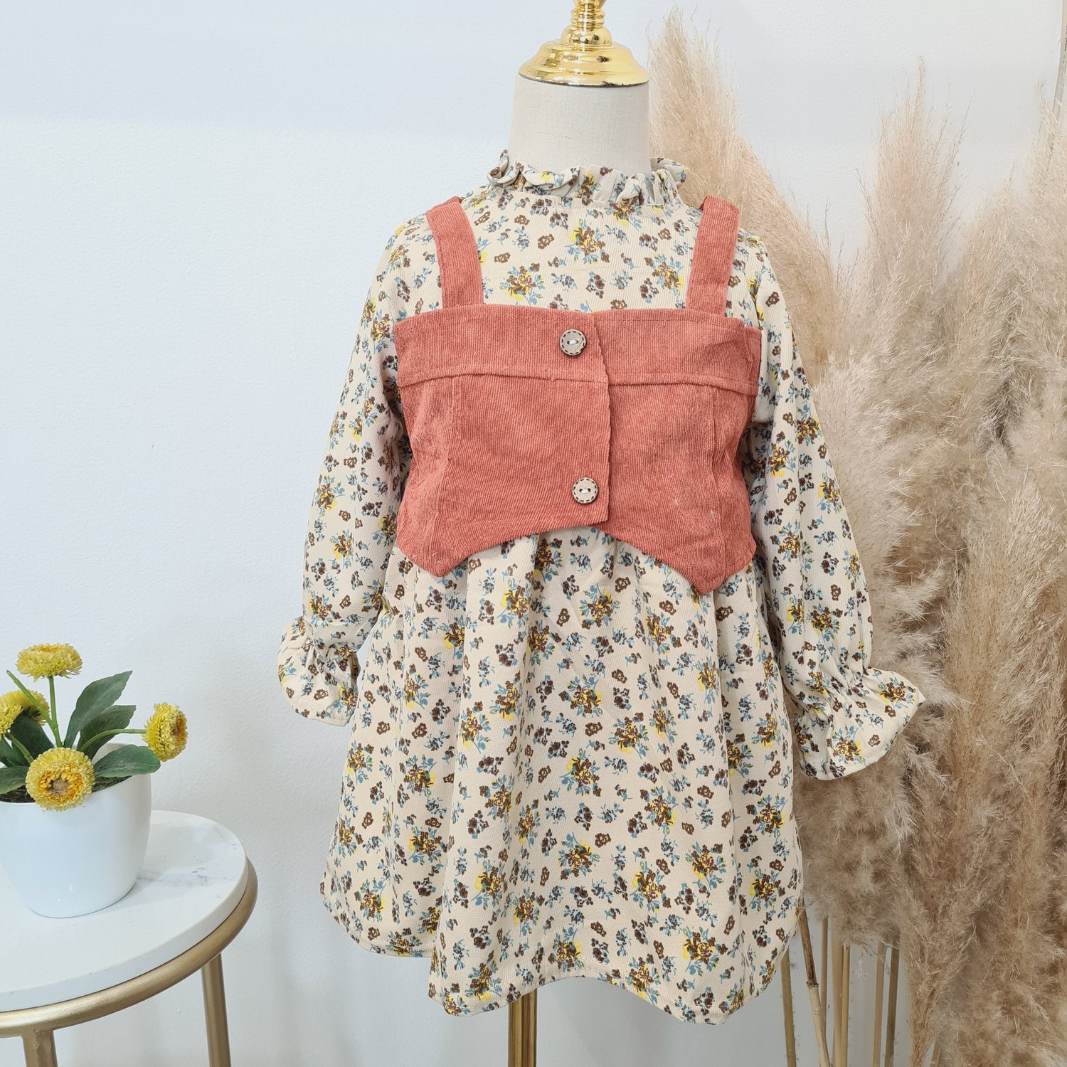 [340335-V1] - Dress Lengan Panjang Anak Perempuan - Motif Tie Flowers