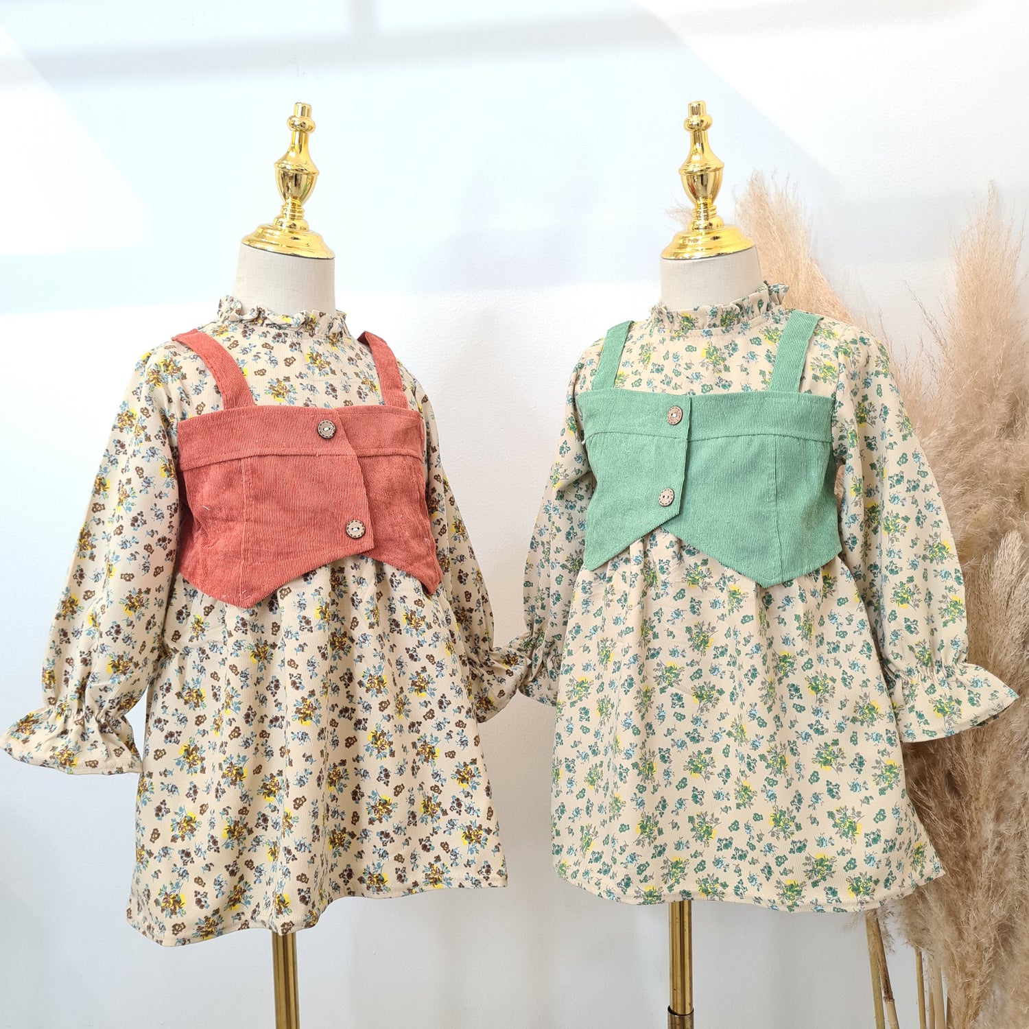 [340335-V1] - Dress Lengan Panjang Anak Perempuan - Motif Tie Flowers