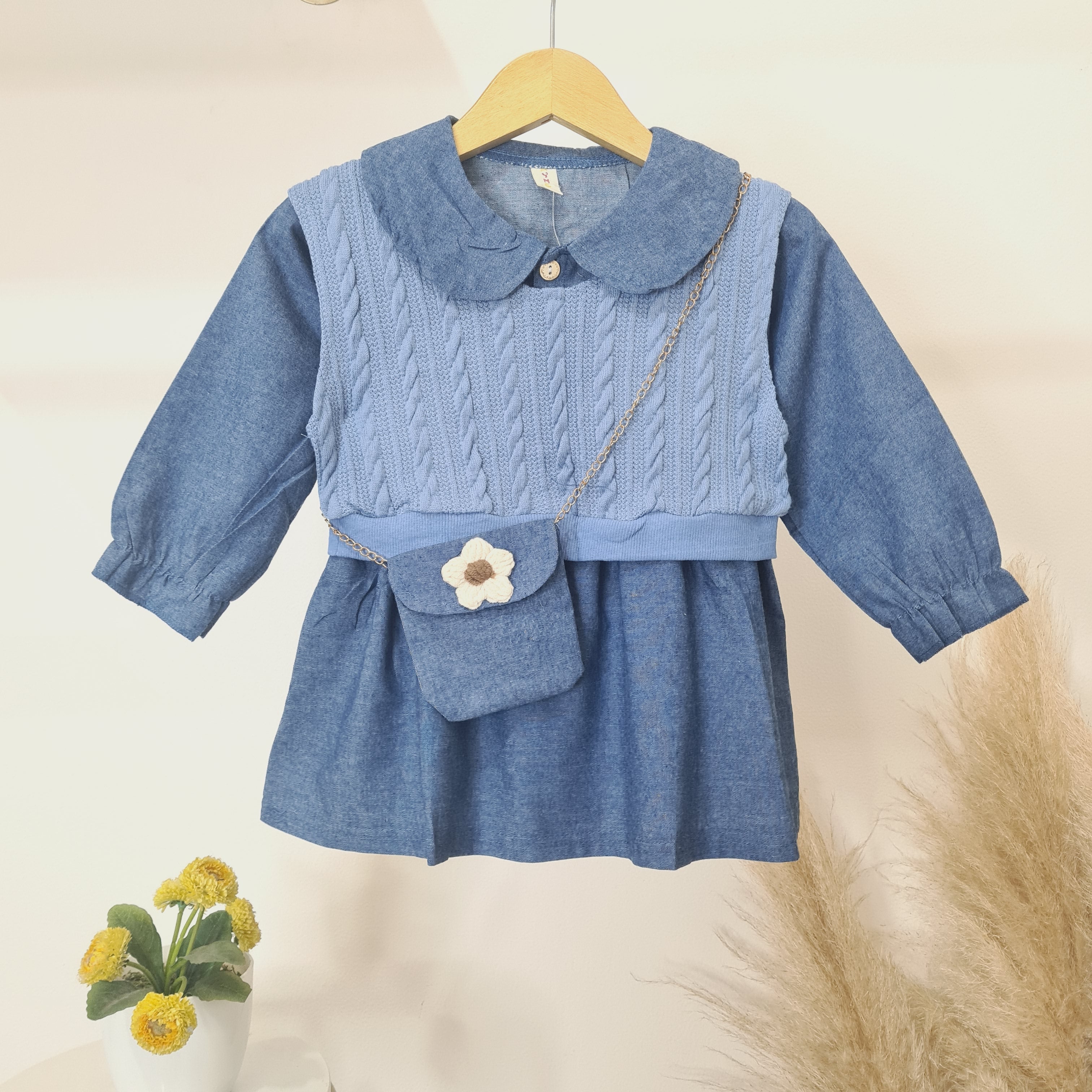 [340334-V1] - Dress Vest Rajut Anak Perempuan - Motif Plain Rough