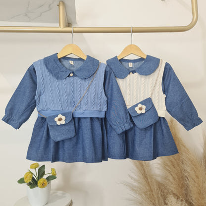 [340334-V1] - Dress Vest Rajut Anak Perempuan - Motif Plain Rough