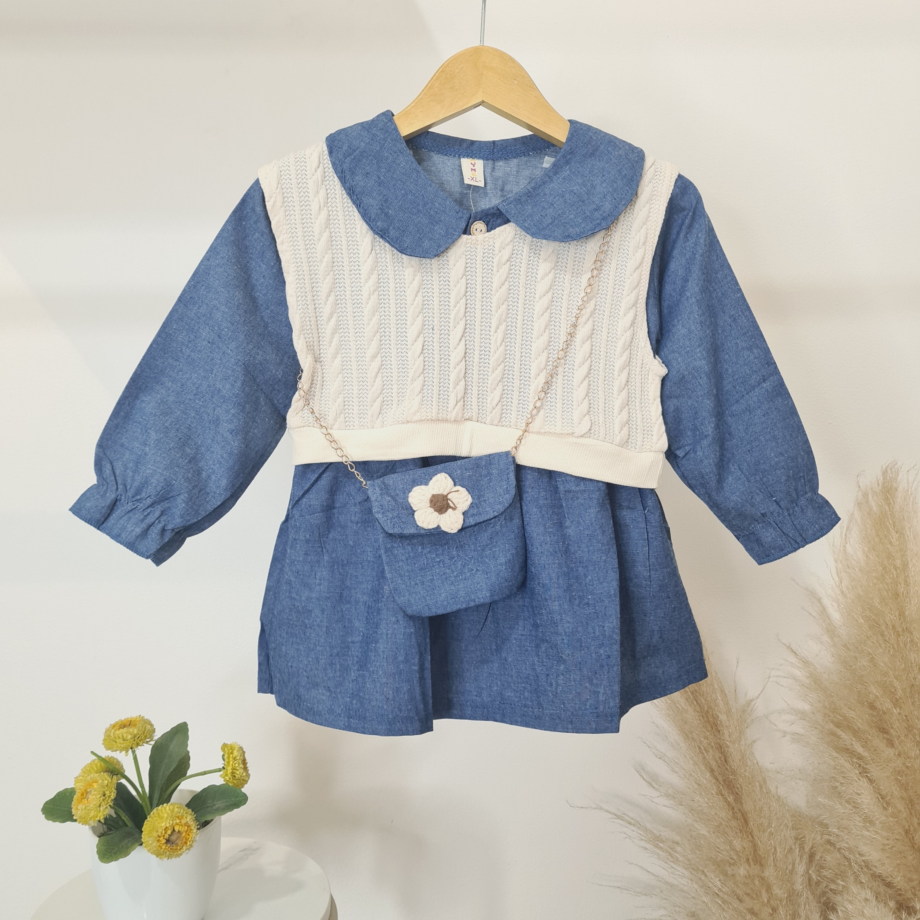 [340334-V1] - Dress Vest Rajut Anak Perempuan - Motif Plain Rough