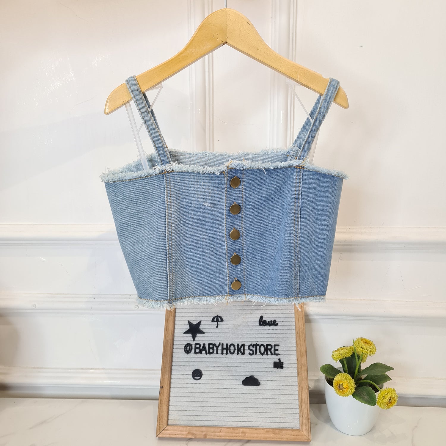 [507757] - Baju Atasan Crop Top Fashion Anak Perempuan - Motif Mixed Denim