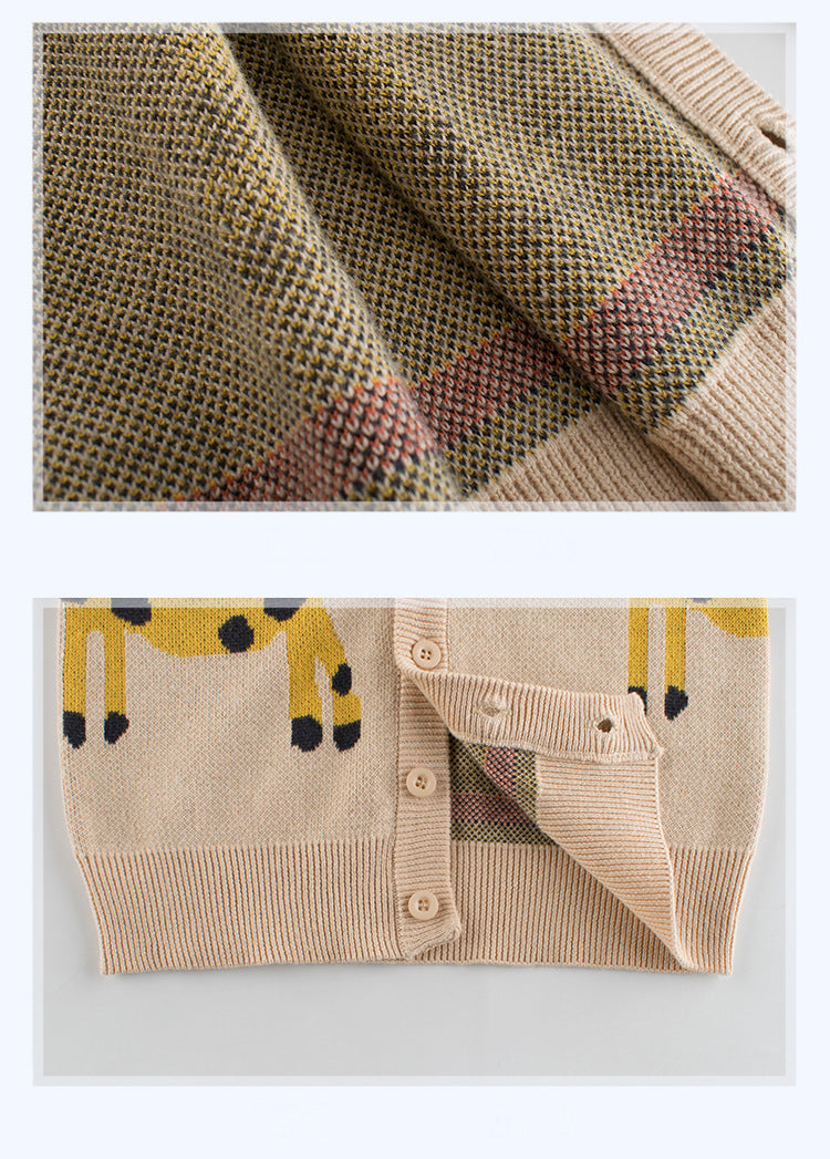 [121374] - Baju Atasan Jaket Cardigan Outer Lengan Panjang Anak Laki-Laki Cowok - Motif Giraffe - BABYHOKI STORE - BABYHOKI STORE