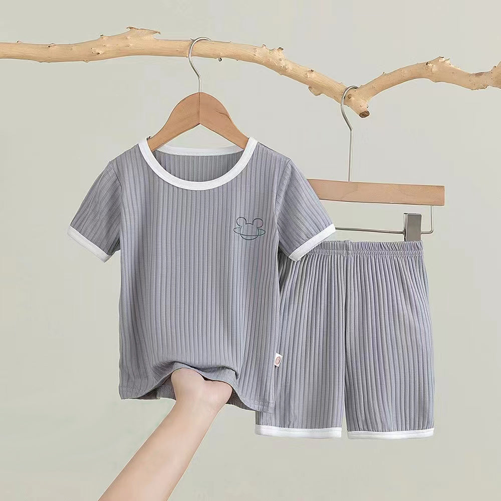 [225833-A] - Baju Setelan Kaos Lengan Pendek Fashion Import Anak Cowok - Motif Drawing Line