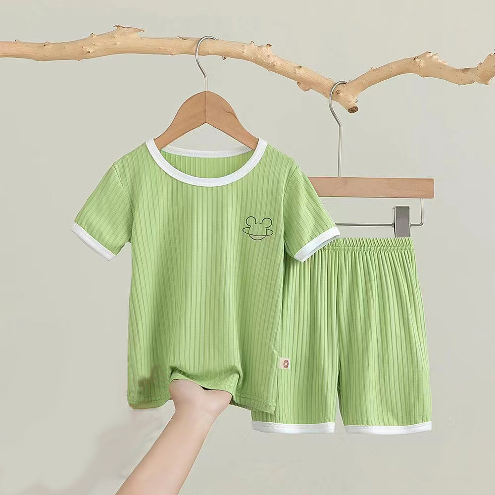[225833] - Baju Setelan Homewear Kaos Lengan Pendek Bawahan Pendek Fashion Anak Cowok Laki Laki - Motif Drawing Line - BABYHOKI STORE