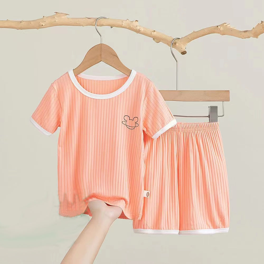 [225833-B] - Baju Setelan Kaos Lengan Pendek Fashion Import Anak Cowok - Motif Drawing Line