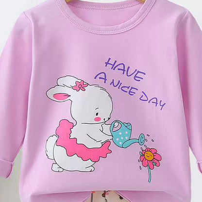 [225835] - Baju Setelan Tidur Piyama Fashion Import Anak Cewek - Motif Nature Rabbit