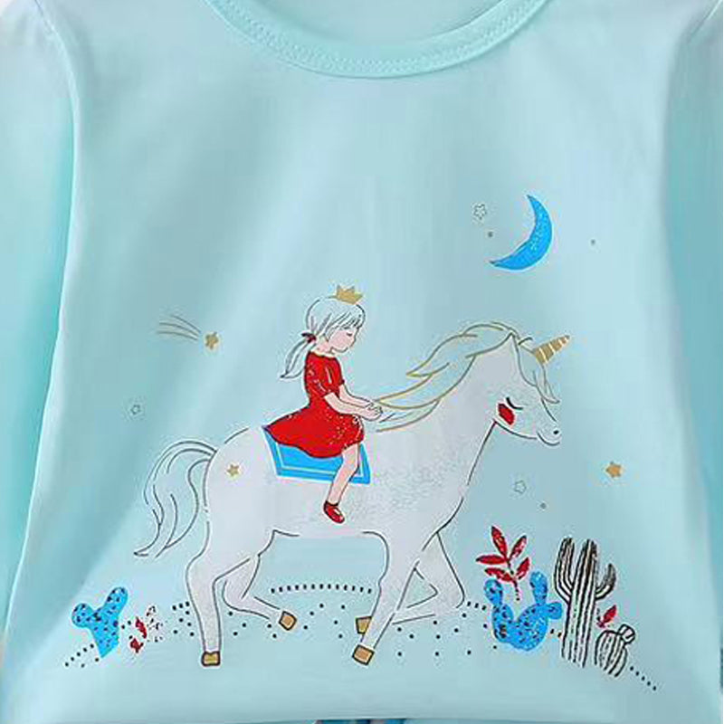 [225836] - Baju Setelan Tidur Piyama Fashion Anak Cewek - Motif Princess Horse