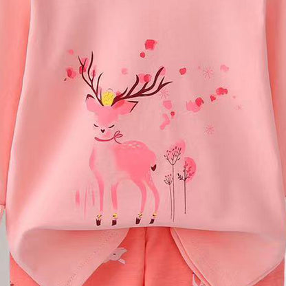 [225837] - Baju Setelan Tidur Piyama Fashion Import Anak Cewek - Motif Beautiful Deer