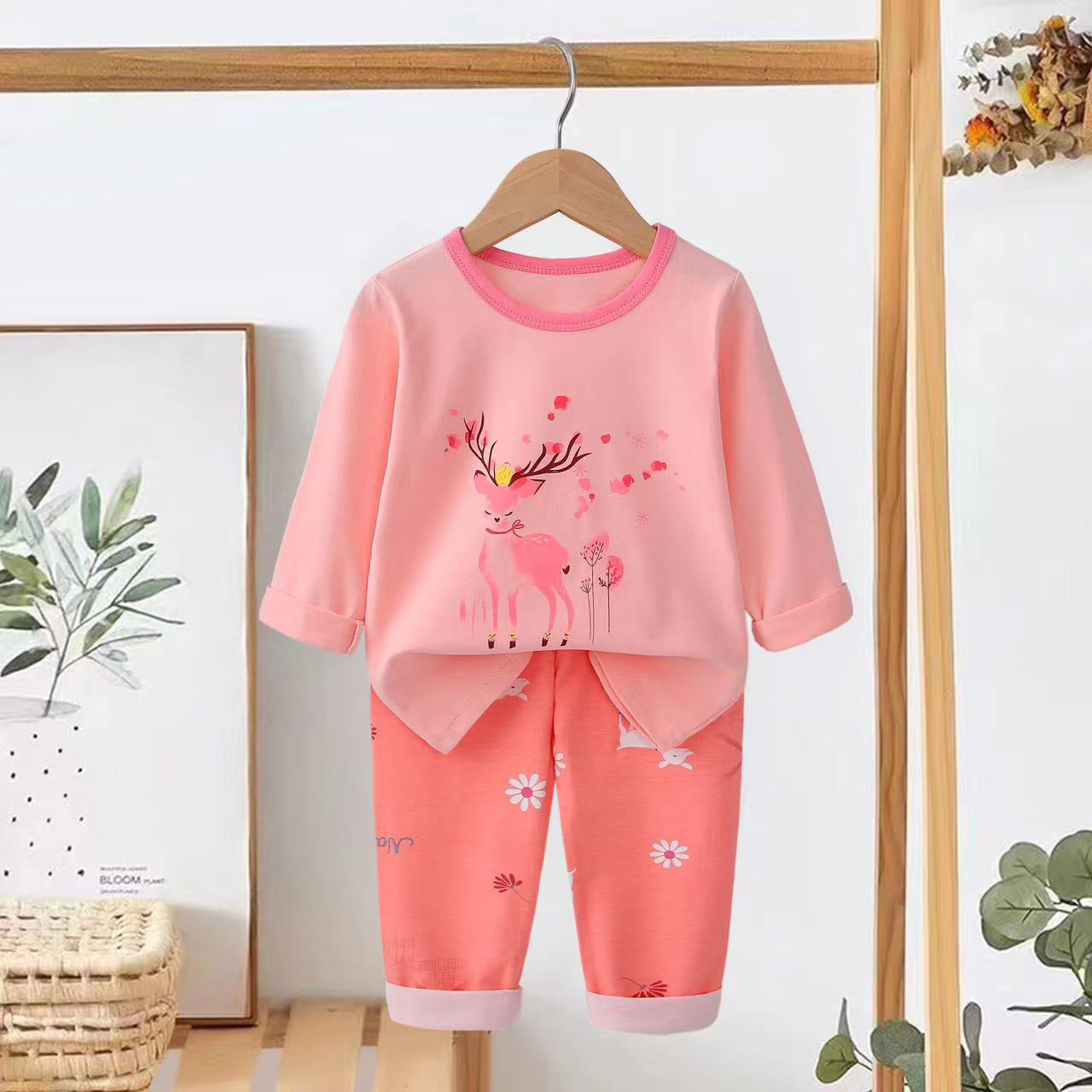 [225837] - Baju Setelan Tidur Piyama Fashion Import Anak Cewek - Motif Beautiful Deer