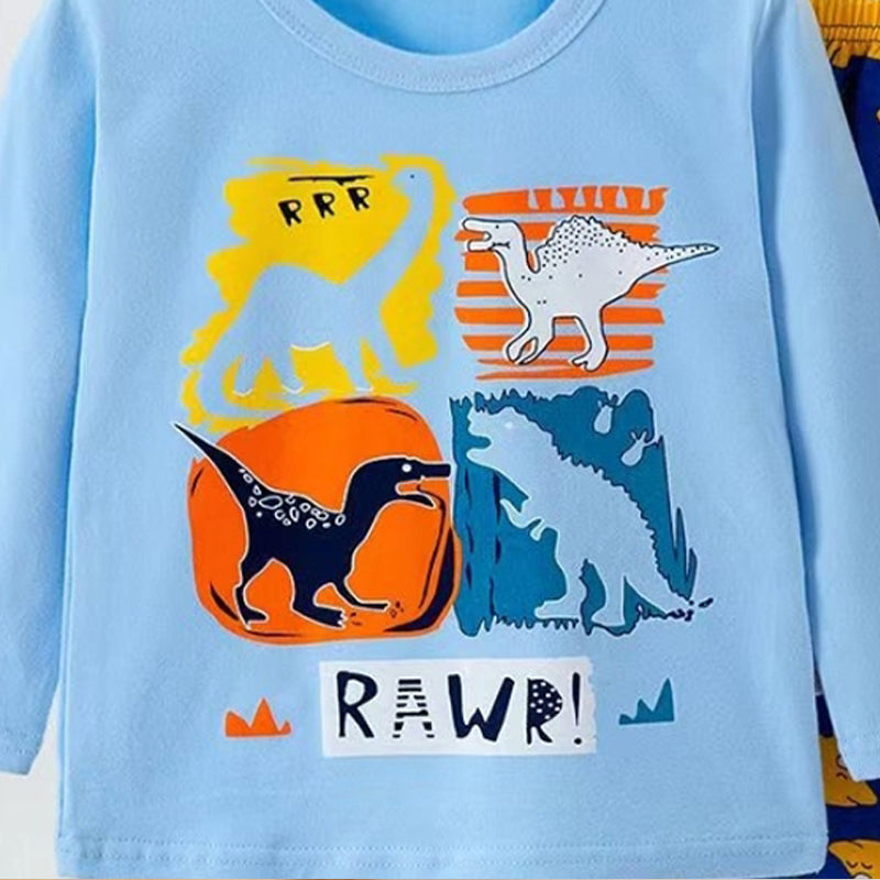 [225842] - Baju Setelan Tidur Piyama Fashion Import Anak Cowok - Motif Dino Dimensions