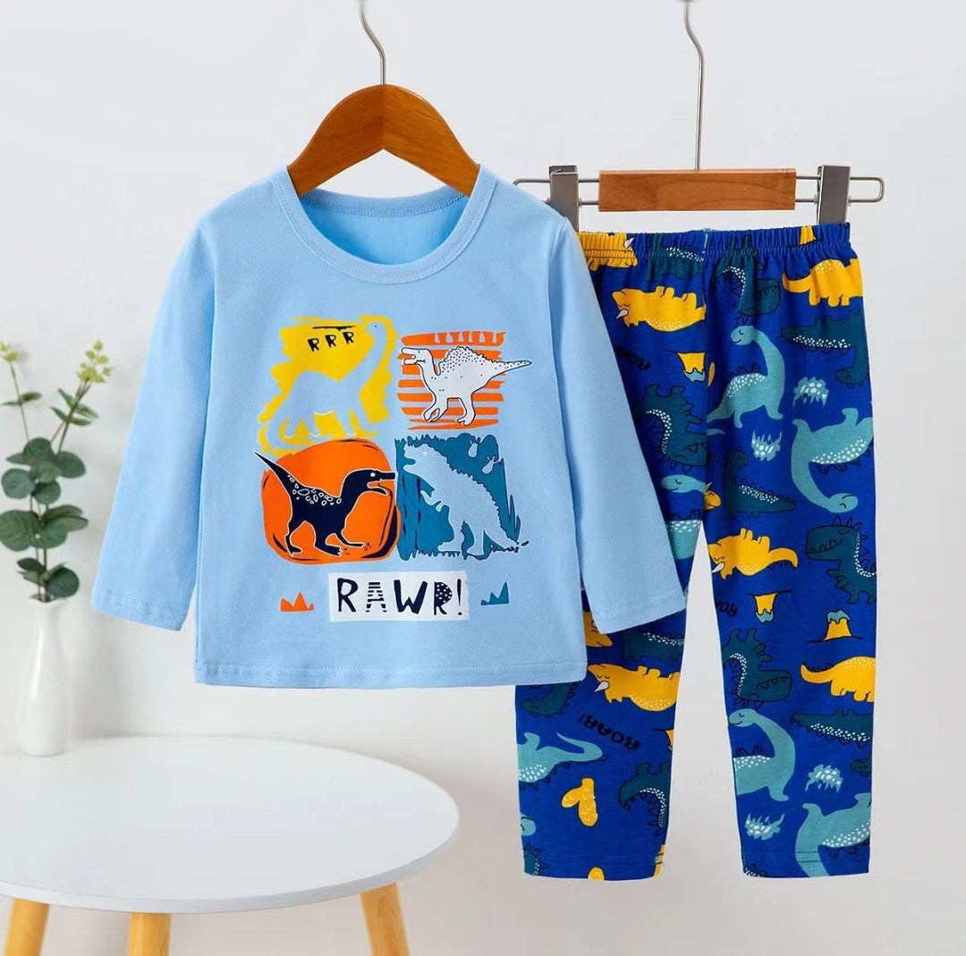[225842] - Baju Setelan Tidur Piyama Fashion Anak Cowok - Motif Dino Dimensions