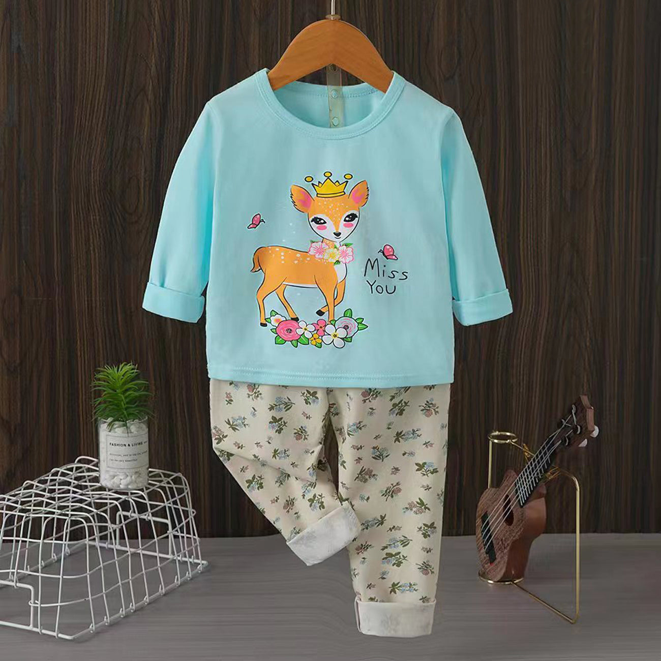 [225843] - Baju Setelan Tidur Piyama Fashion Anak Cewek - Motif Deer Queen