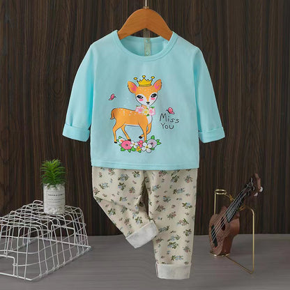 [225843] - Baju Setelan Tidur Piyama Fashion Import Anak Cewek - Motif Deer Queen