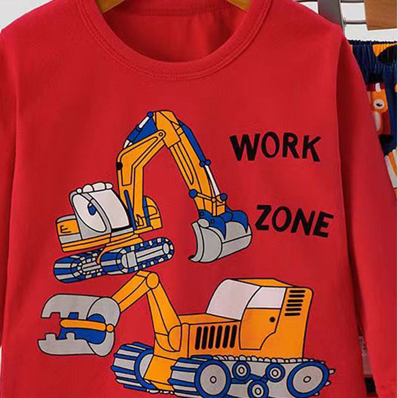 [225845] - Baju Setelan Tidur Piyama Fashion Anak Cowok - Motif Dredge Car