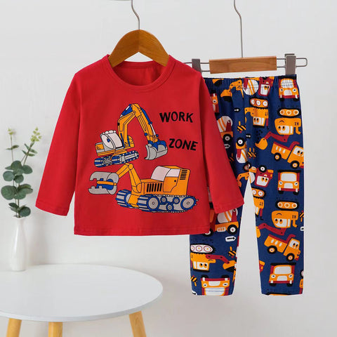 [225845] - Baju Setelan Tidur Piyama Fashion Anak Cowok - Motif Dredge Car