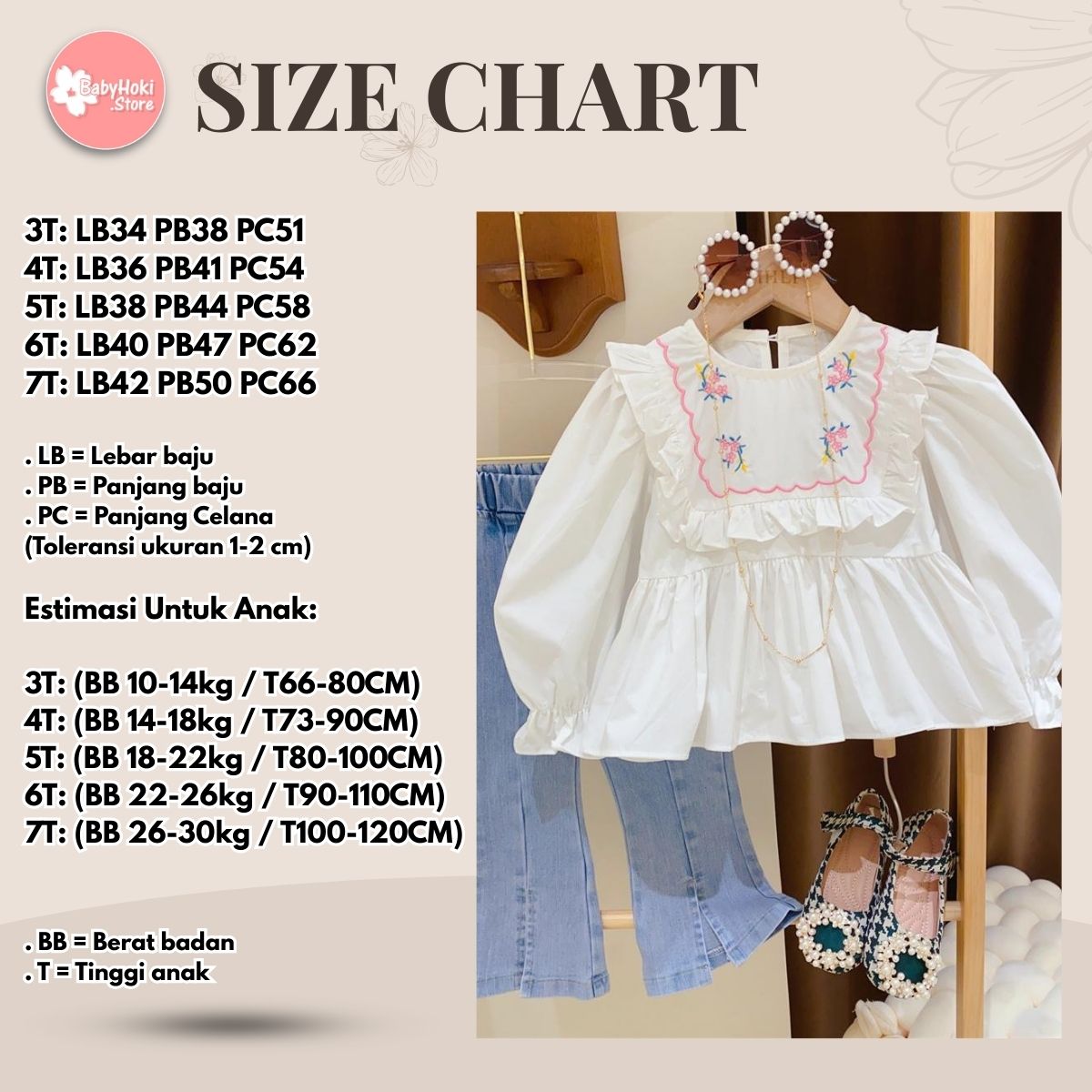 [363664] - Setelan Oneset Cewek Baju Blouse Celana Jeans Cutbray Anak Perempuan Fashion - Motif Lace Flower - BABYHOKI STORE