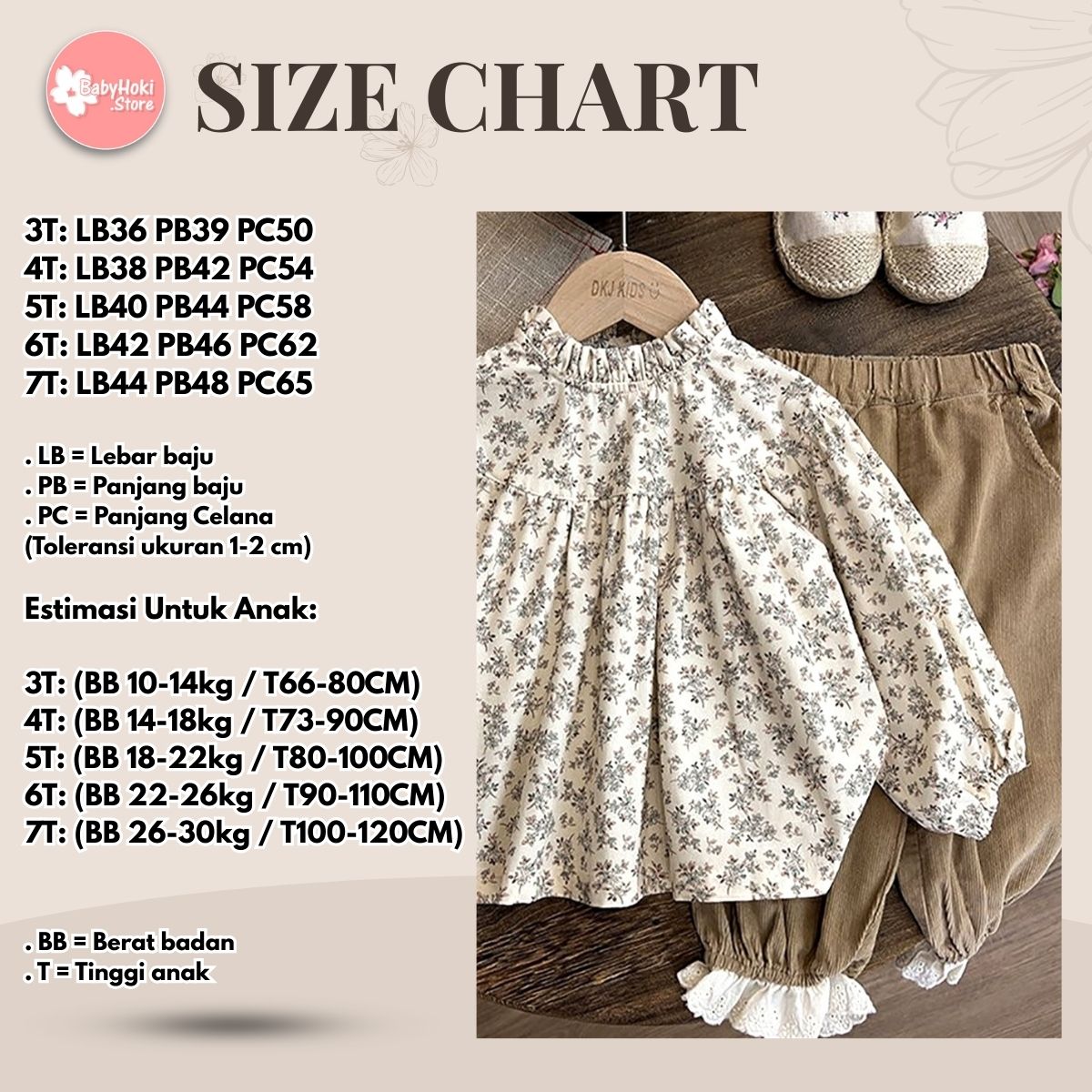 [363703] - Oneset Floral Vintage Anak Cewek Baju Setelan Blouse Celana Panjang Fashion Anak Perempuan - Motif Soothe Flower - BABYHOKI STORE