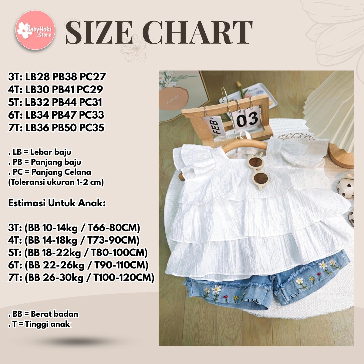 [363719] - Oneset Fashion Korea Anak Cewek Baju Setelan Blouse Celana Pendek Jeans Anak Perempuan - Motif Edge Flower