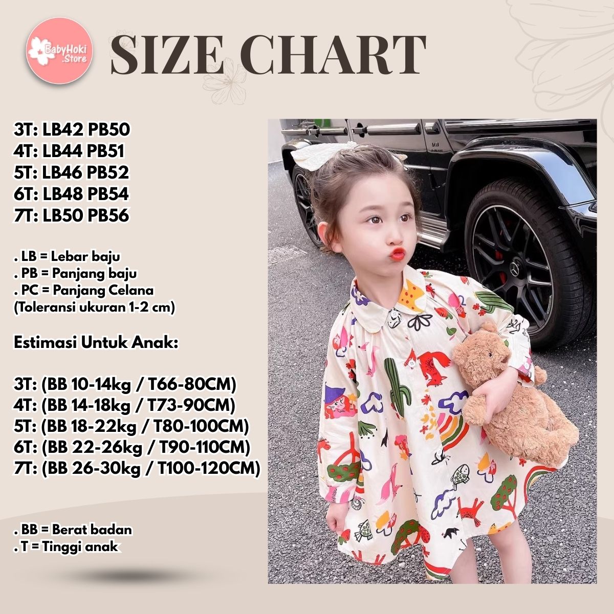 [363695] - Baju Tunik Dress Lengan Panjang Fashion Anak Perempuan Cewek - Motif Random Nature Korea