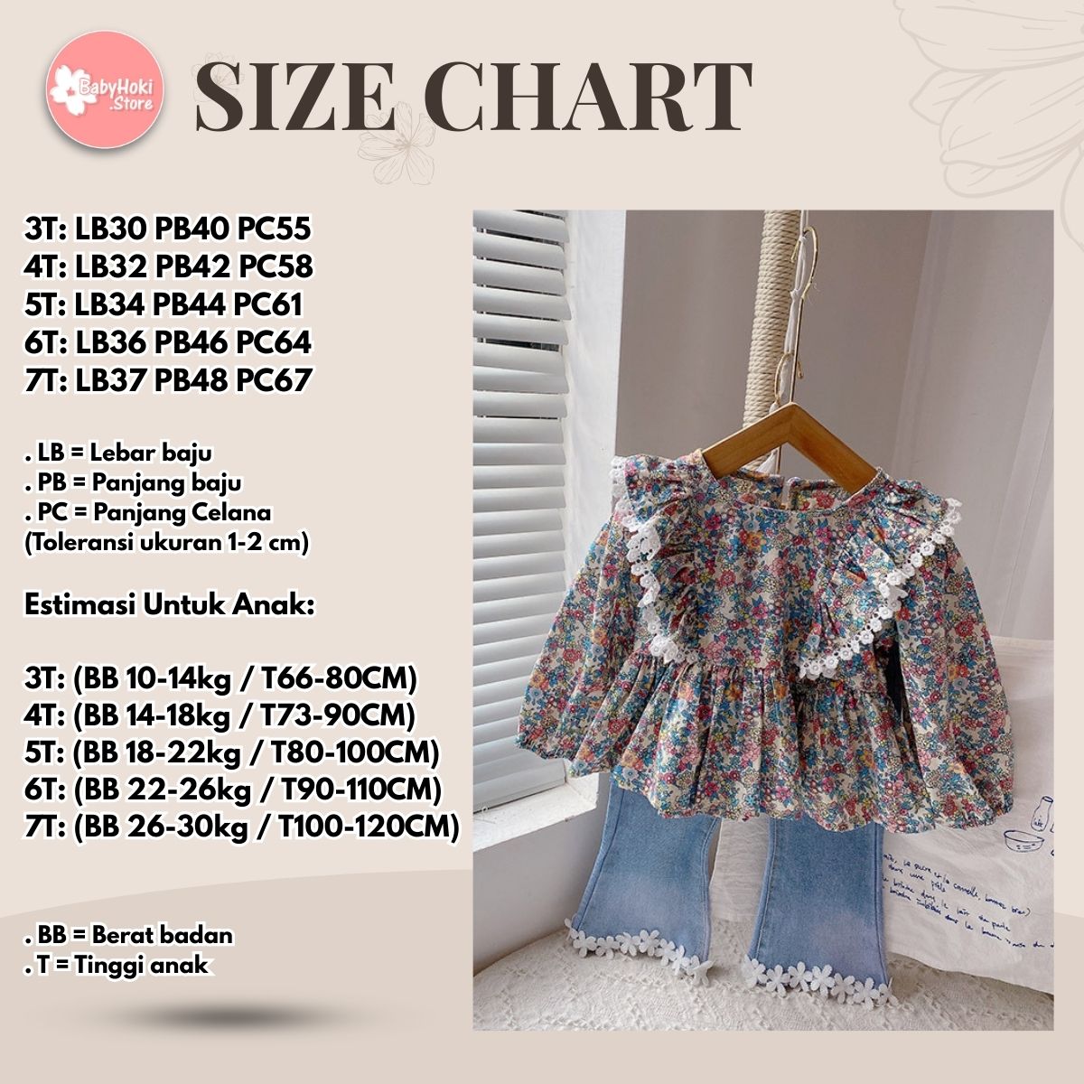 [363552] - Setelan Baju Fashion Blouse Bunga Celana Cutbray Anak Perempuan Cewek - Motif Pants Flowers - BABYHOKI STORE
