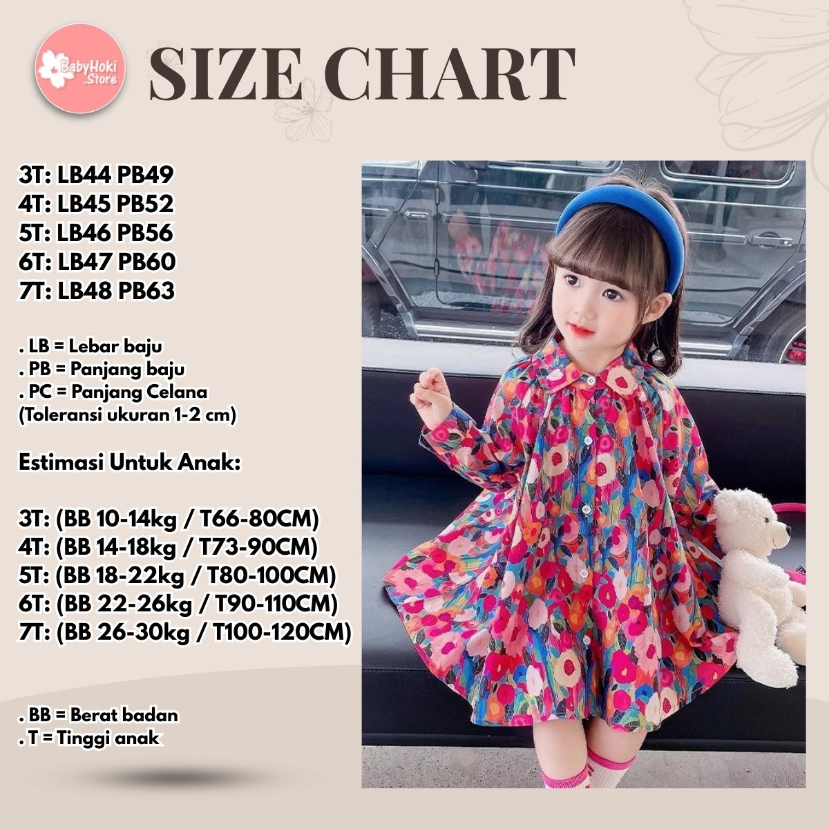 [363694] - Baju Dress Lengan Panjang Fashion Anak Perempuan - Motif Colorful Flower