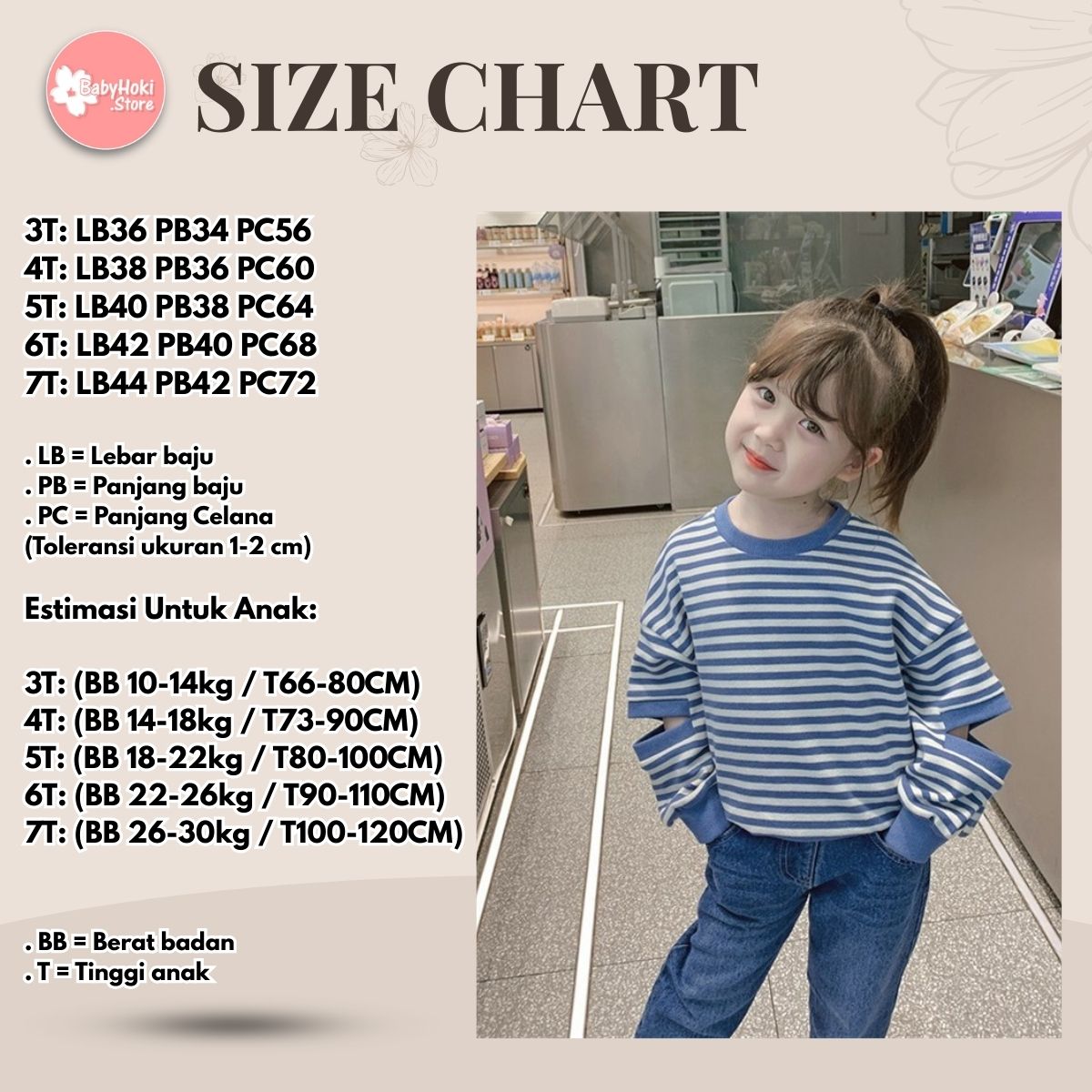 [363604] - Setelan Sweater Blouse Lengan Bolong Jeans Cutbray Anak Perempuan - Motif Striped - BABYHOKI STORE