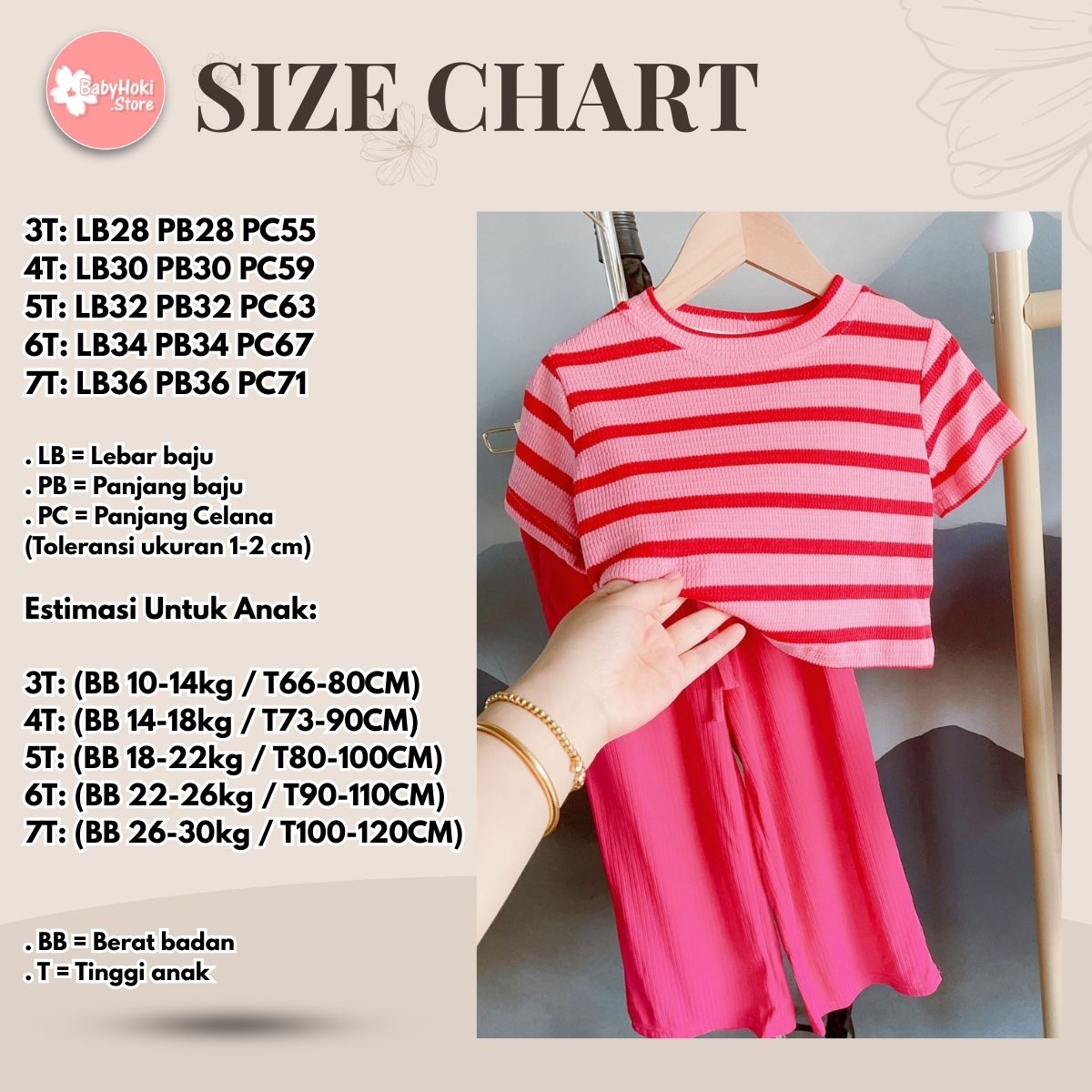 [363517] - Setelan Oneset Korea Baju Fashion Kaos Crop Belang Celana Panjang Kulot Anak Perempuan Cewek - Motif Strip Plain