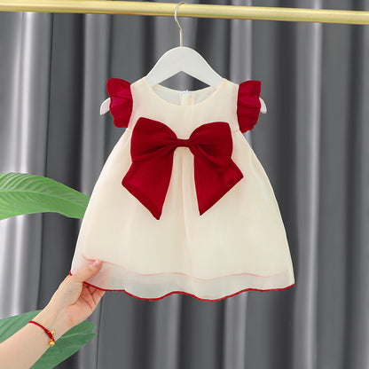 [340364] - Baju Mini Dress Kutung Fashion Import Anak Perempuan - Motif Big Ribbon